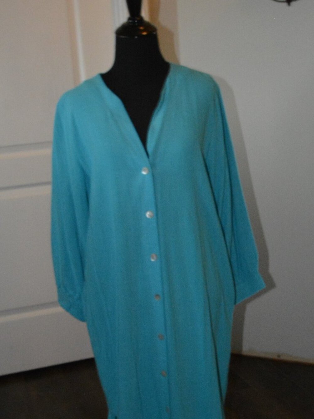 Ellison Long Sleeve Button Down Shirt Dress size Large Blue